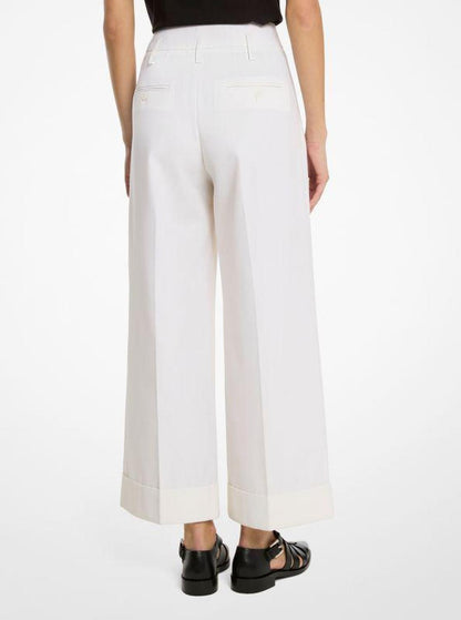 Wool and Cotton Gabardine Cropped Trousers