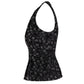 Prada Metallic Halter Top in Black Floral Print Polyester