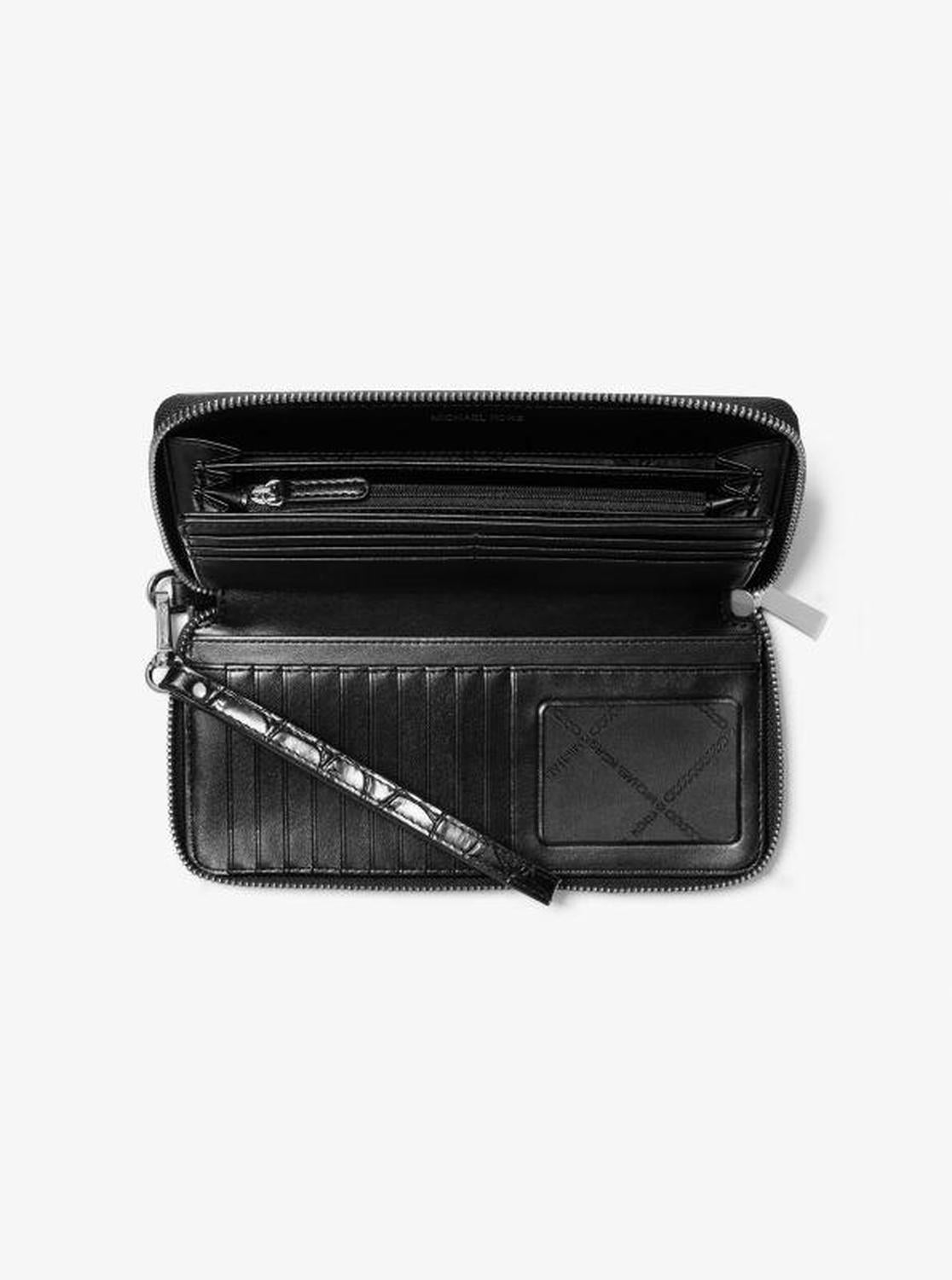 Jet Set Travel Metallic Crocodile Embossed Leather Continental Wallet