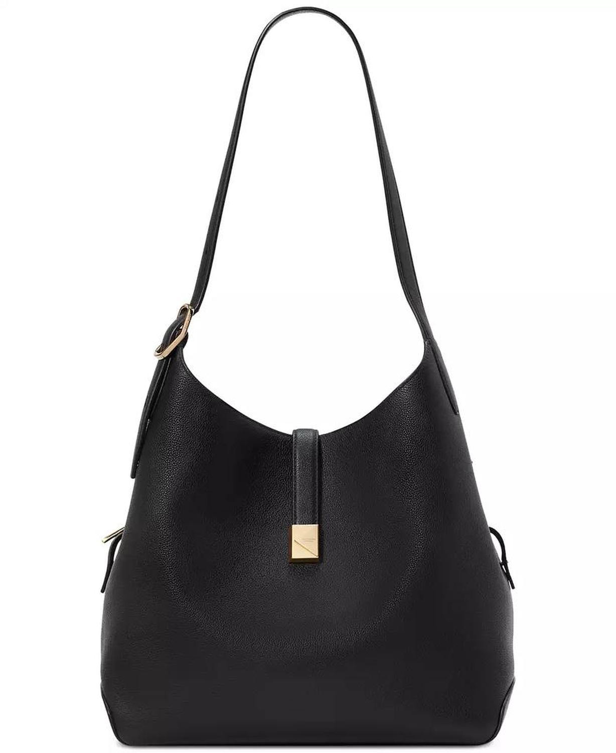 Deco Pebbled Leather Shoulder Bag