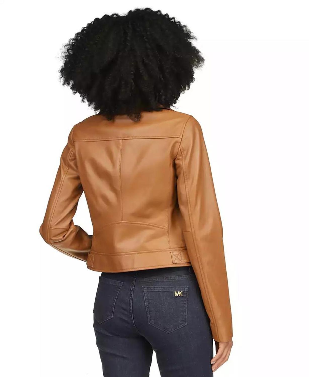 MICHAEL Women's Leather Moto Jacket