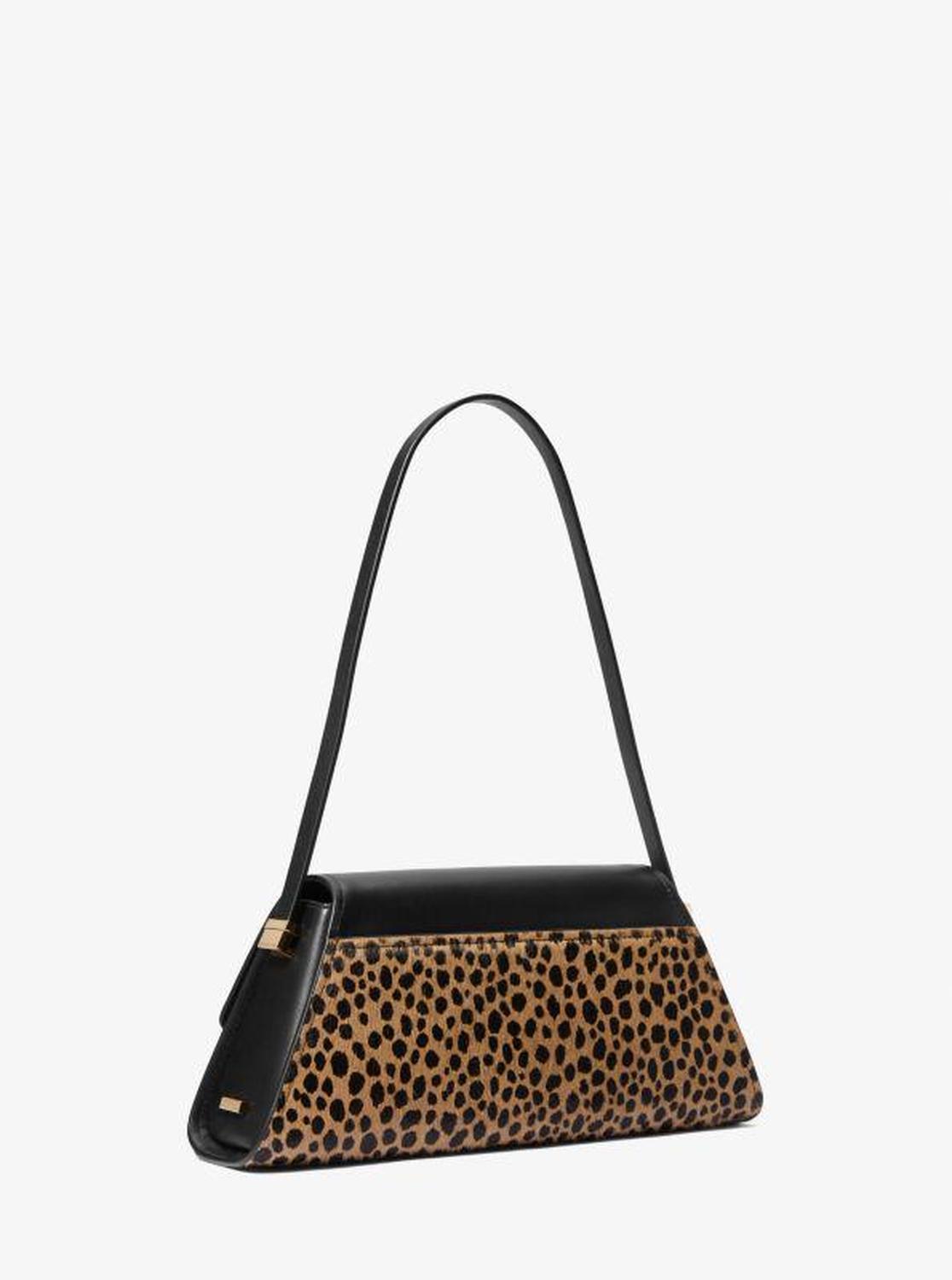 Ludlow Medium Leather and Cheetah-Print Calf Hair Shoulder Bag