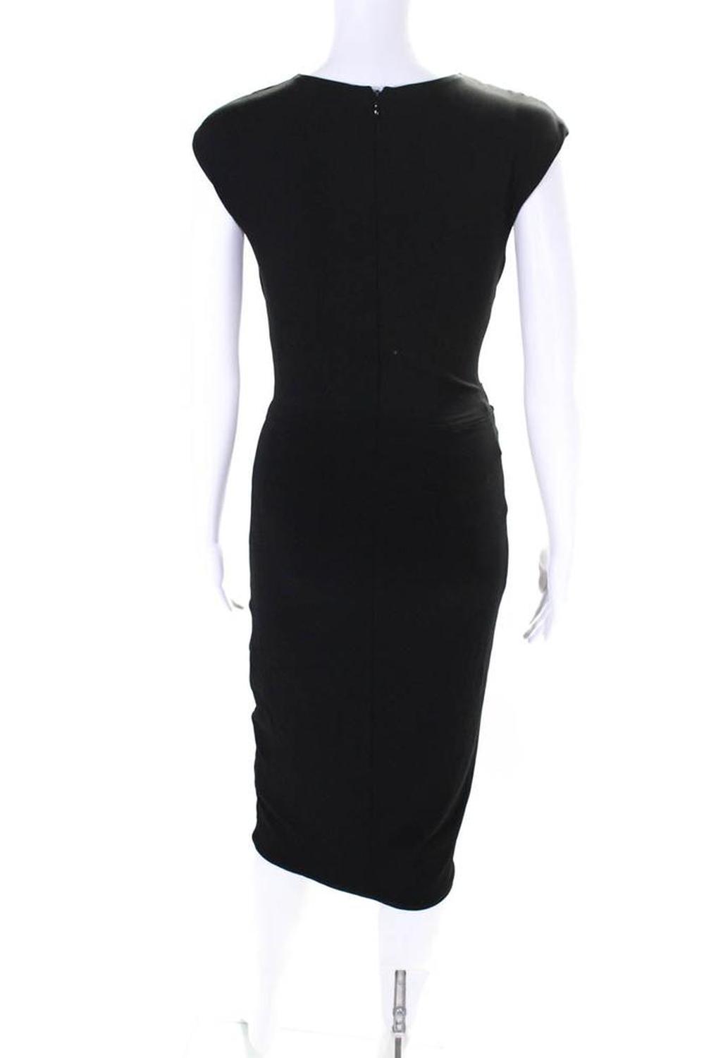 Michael Kors Collection Womens Sleeveless Ruched Body Con Dress Black