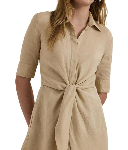 Tie-Front Linen Shirtdress