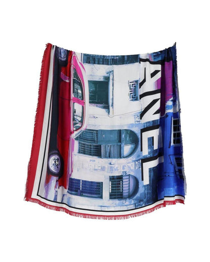 Chanel Cuba Cruise 2017 50s Cars Fringe Scarf in Multicolor Silk