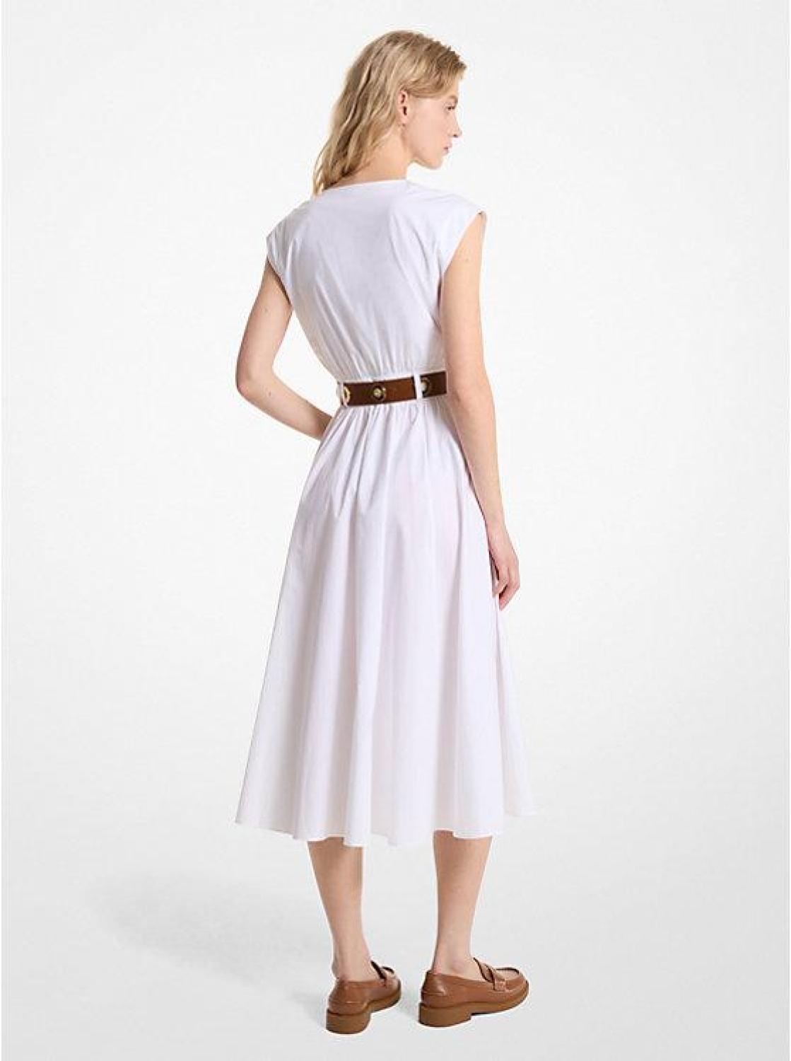 Stretch Organic Cotton Poplin Midi Dress