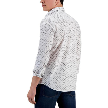 Mens Slim Fit Floral Button-Down Shirt