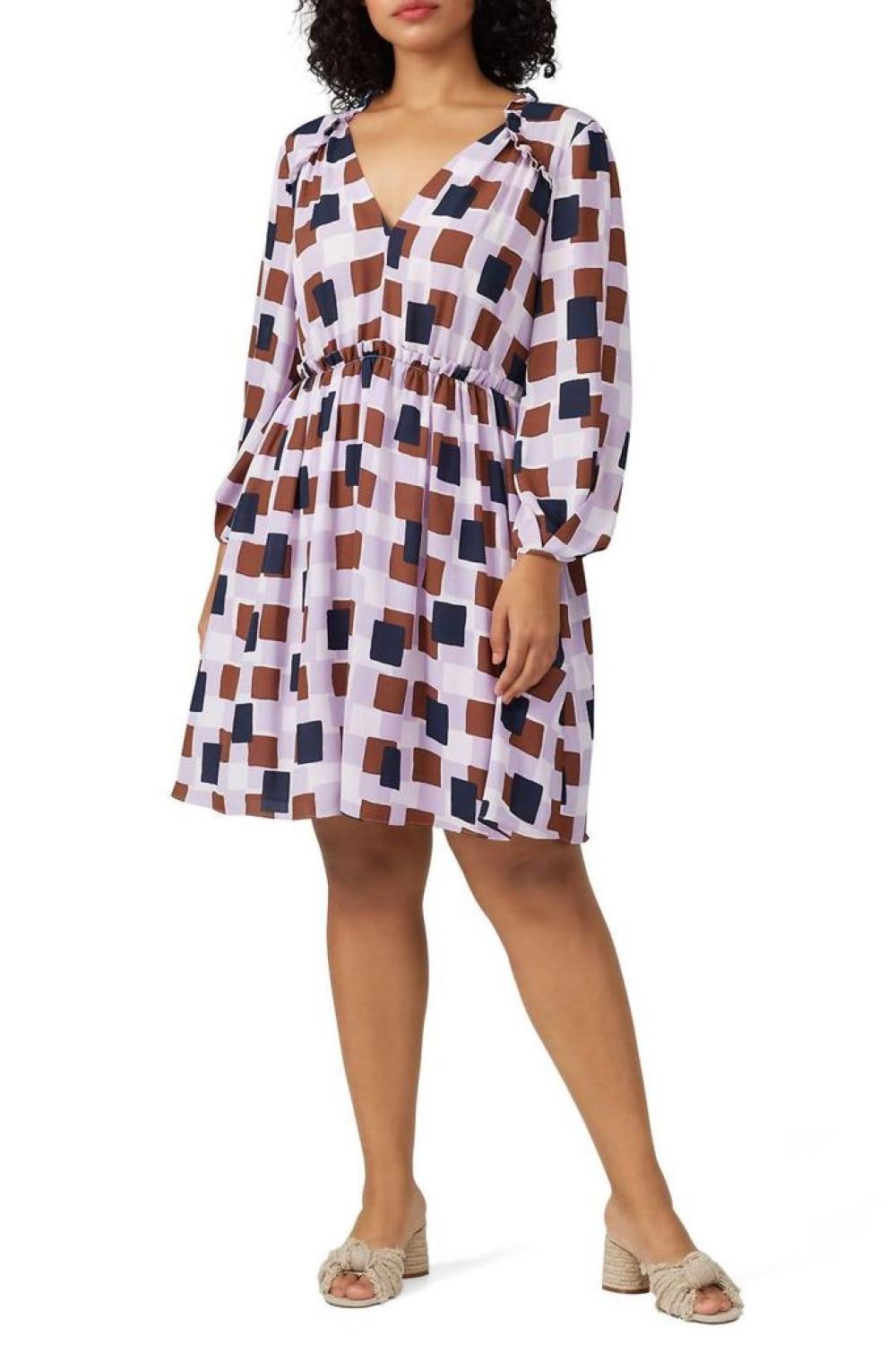 Geo Squares Dress In Purple