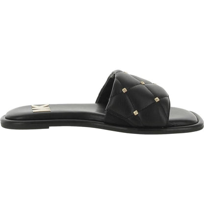 Womens Faux Leather Slide Sandals