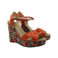 Marc Jacobs Floral Wedge Sandals in Orange Leather