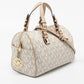 Michael Michael Kors  Signature Coated Canvas And Leather Grayson Boston Bag