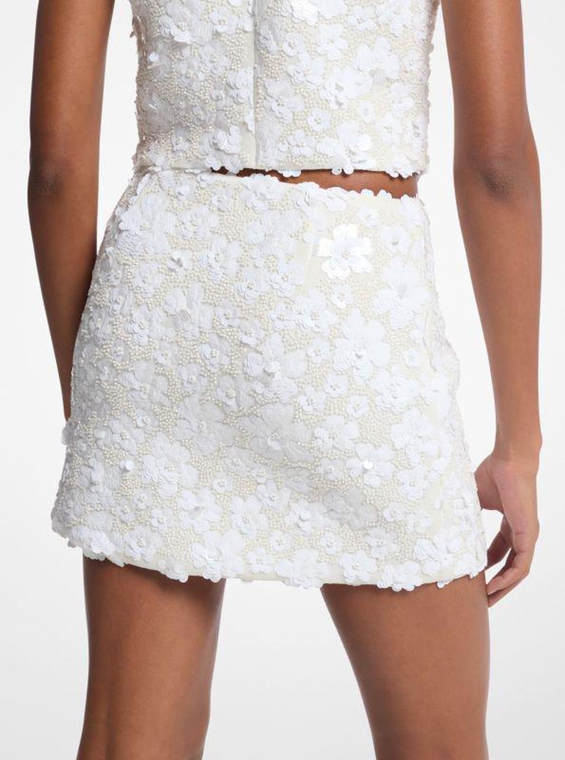 Floral Embellished Scuba Skirt