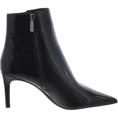 Womens Patent Pointed Toe Ankle Boots