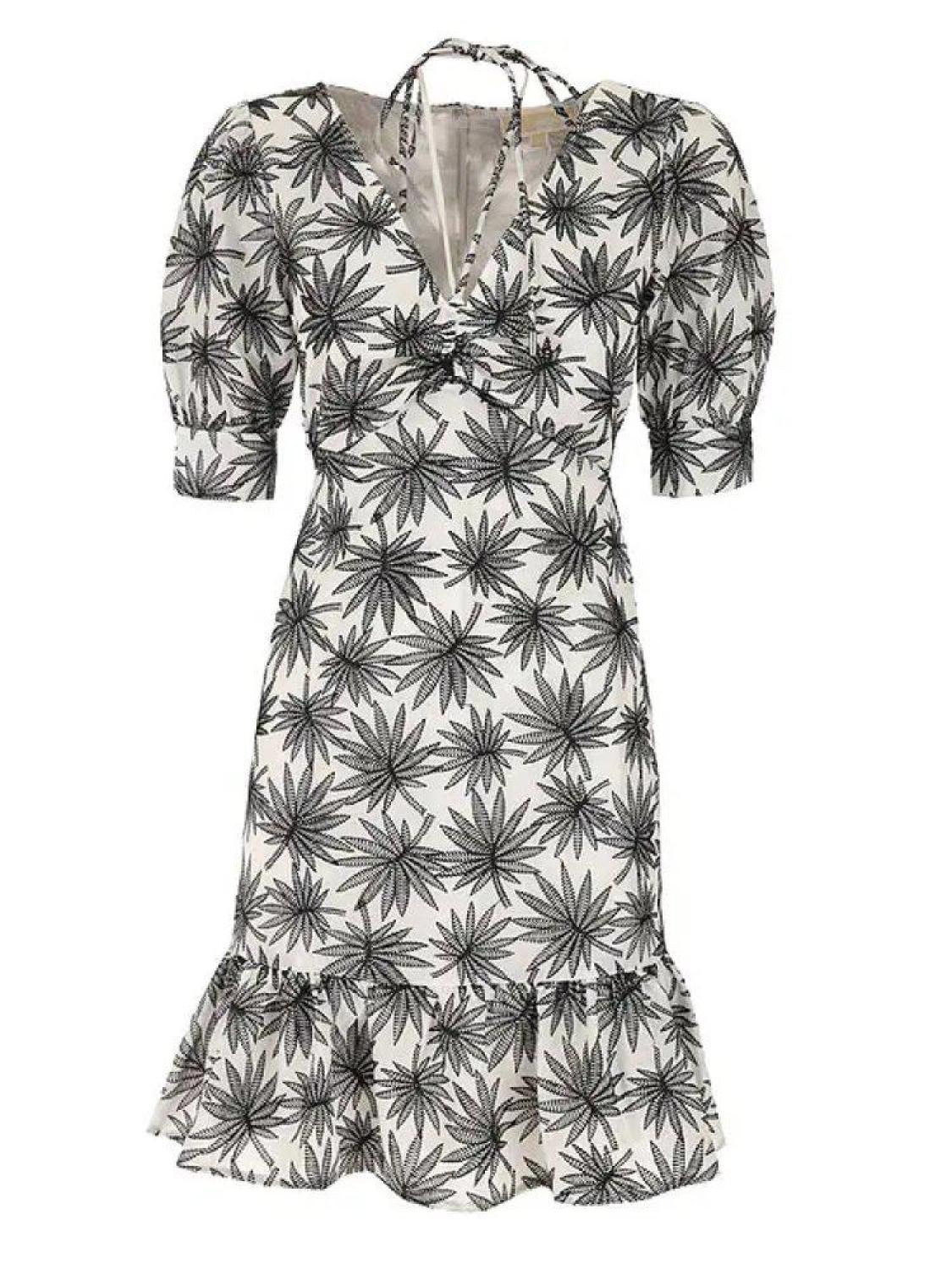 Michael Michael Kors Botanical Printed V-Neck Dress