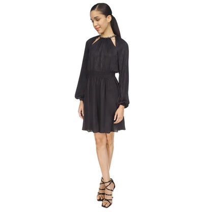 Women's Snakeskin-Print Plisse Long-Sleeve Dress