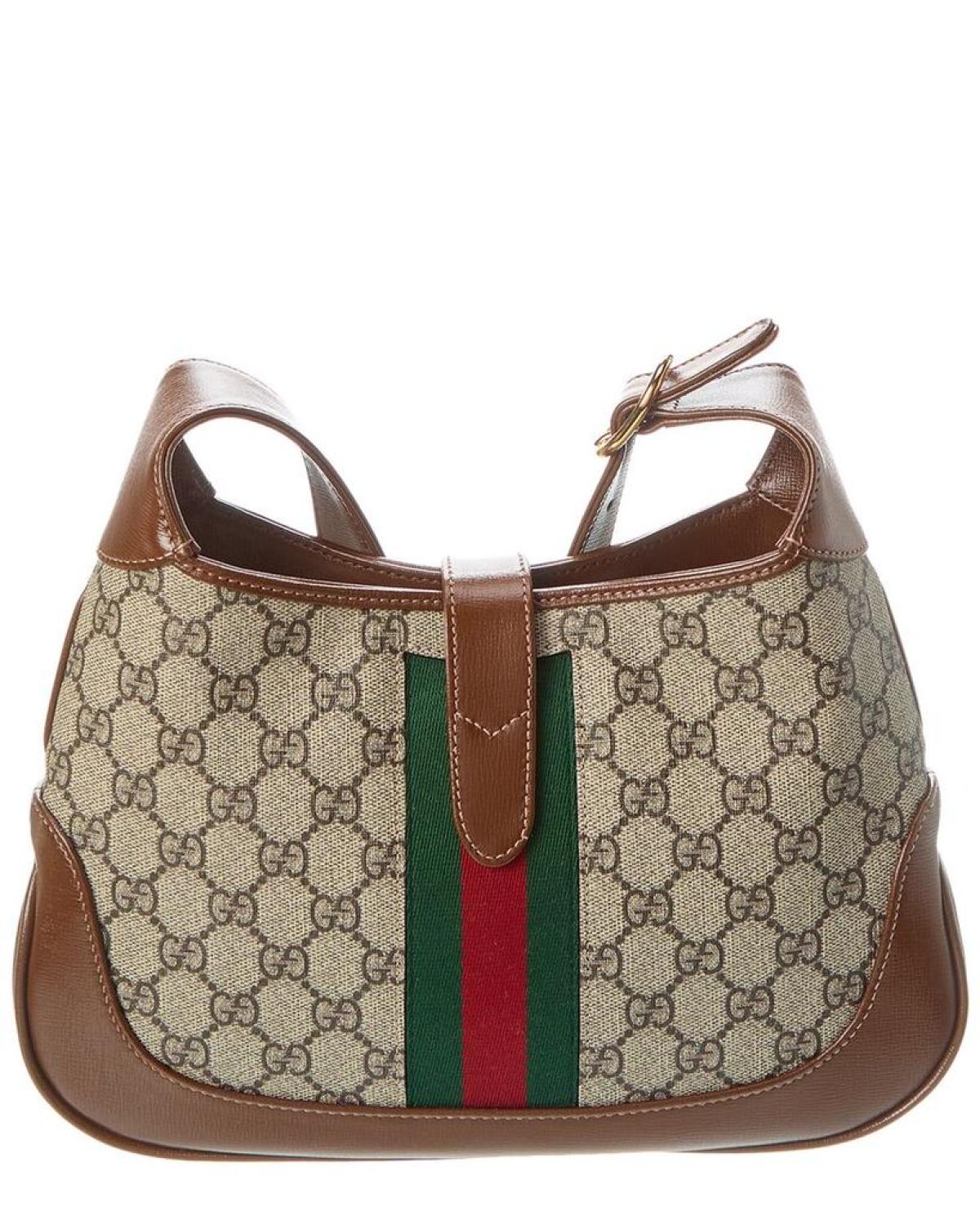 Gucci Jackie 1961 Small GG Supreme Canvas & Leather Shoulder Bag