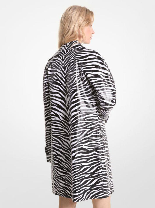 Zebra Print Cotton Twill Balmacaan