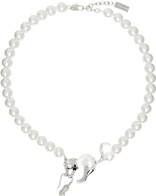 Silver & White 'The Cat And Mouse Pearl' Necklace