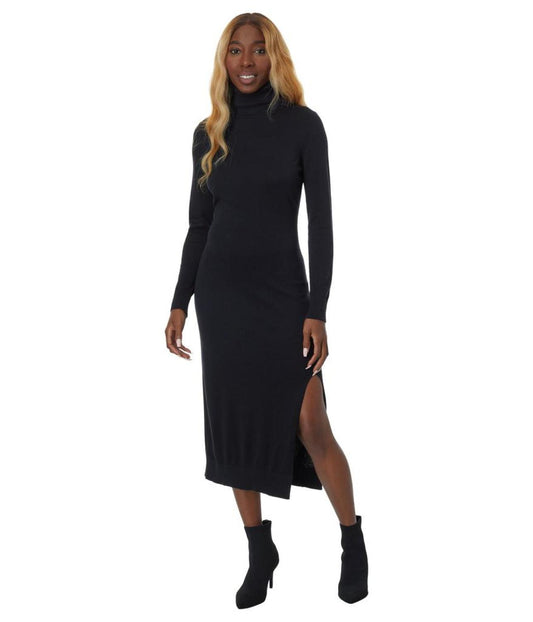 Turtleneck Slit Midi Dress