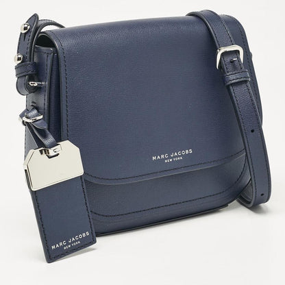 Navy Blue Leather Mini Rider Crossbody Bag