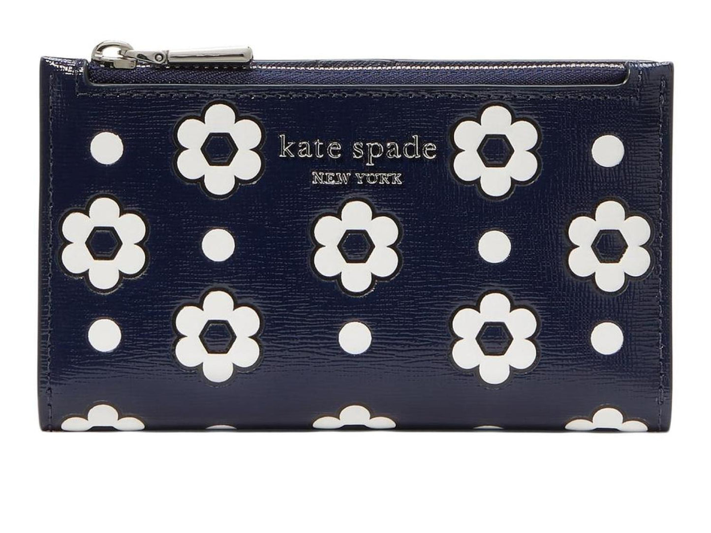 Morgan Daisy Dot Embossed Saffiano Leather Small Slim Bifold Wallet