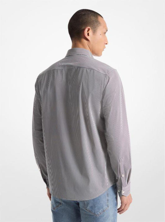 Slim-Fit Stretch Nylon Striped Shirt