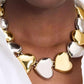 Two-Tone Large Graduated Alternating Heart Collar Necklace, 17" + 3" extender