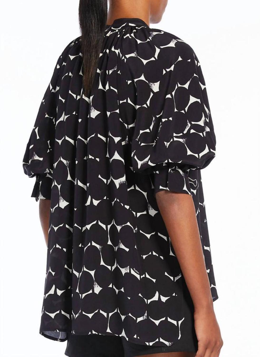 Emy Silk Print Top In Black