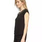 Rhinestone-Neckline Cap-Sleeve Top