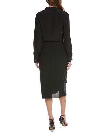 Michael Kors Collection Tie Waist Silk Shirtdress