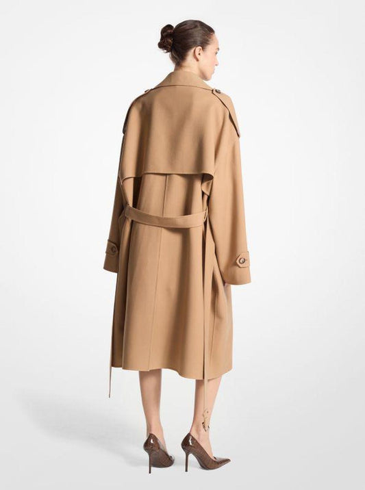 Double Faced Wool Blend Gabardine Trench Coat