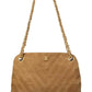 Chanel Neutral Suede Chevron Chain Shoulder Bag (Authentic Pre-Owned)