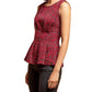 Metallic Peplum Top In Burgundymotif