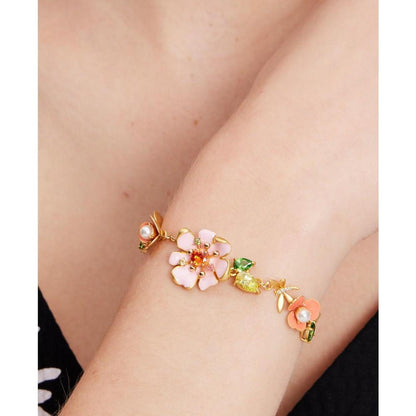 Gold-Tone Bloom In Color Chain Bracelet