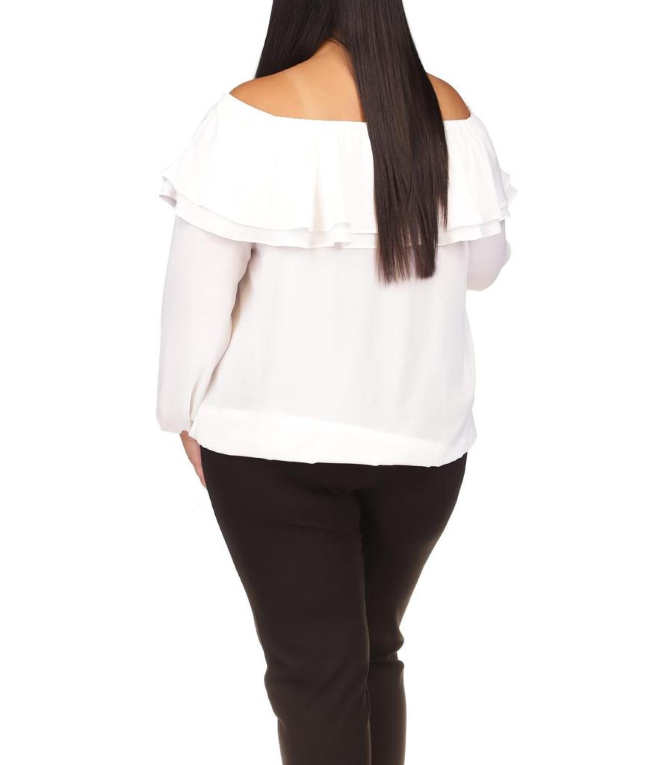 Plus Size Short Sleeve Ruffle Peasant Top