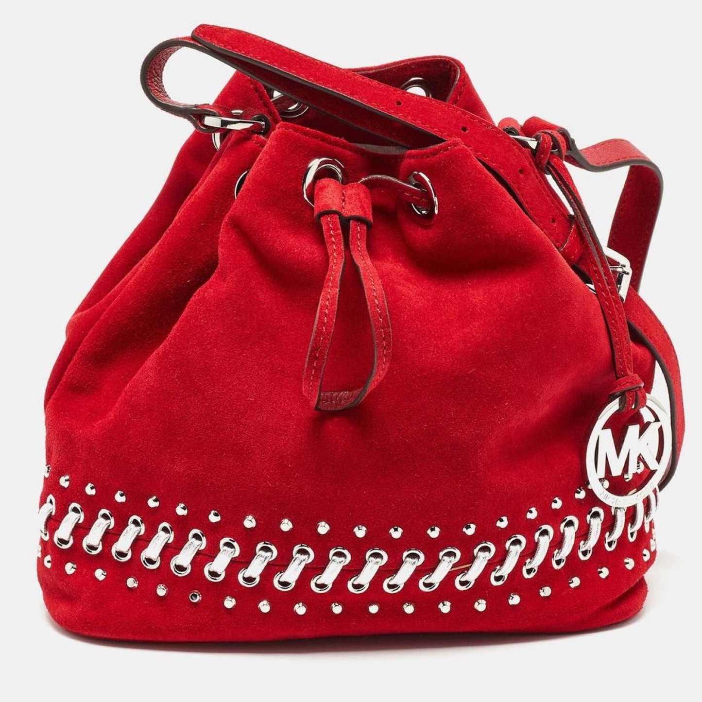 Michael Kors Suede And Leather Frankie Drawstring Bag