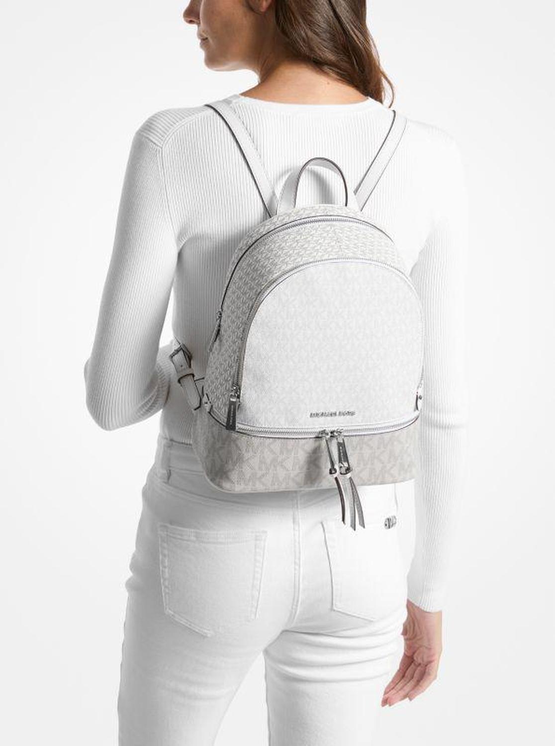 Rhea Medium Color-Block Logo Backpack