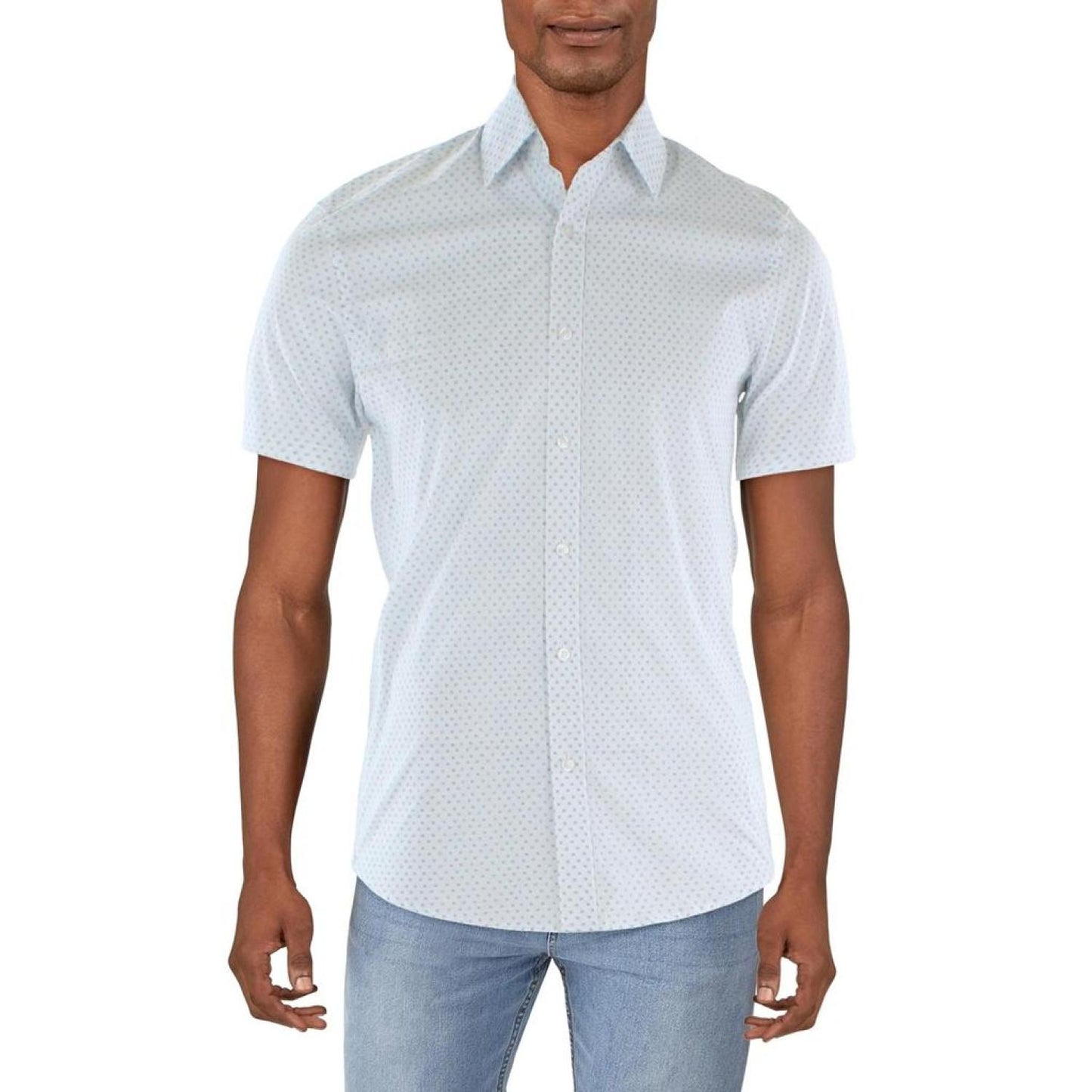 Mens Slim Fit Printed Button-Down Shirt