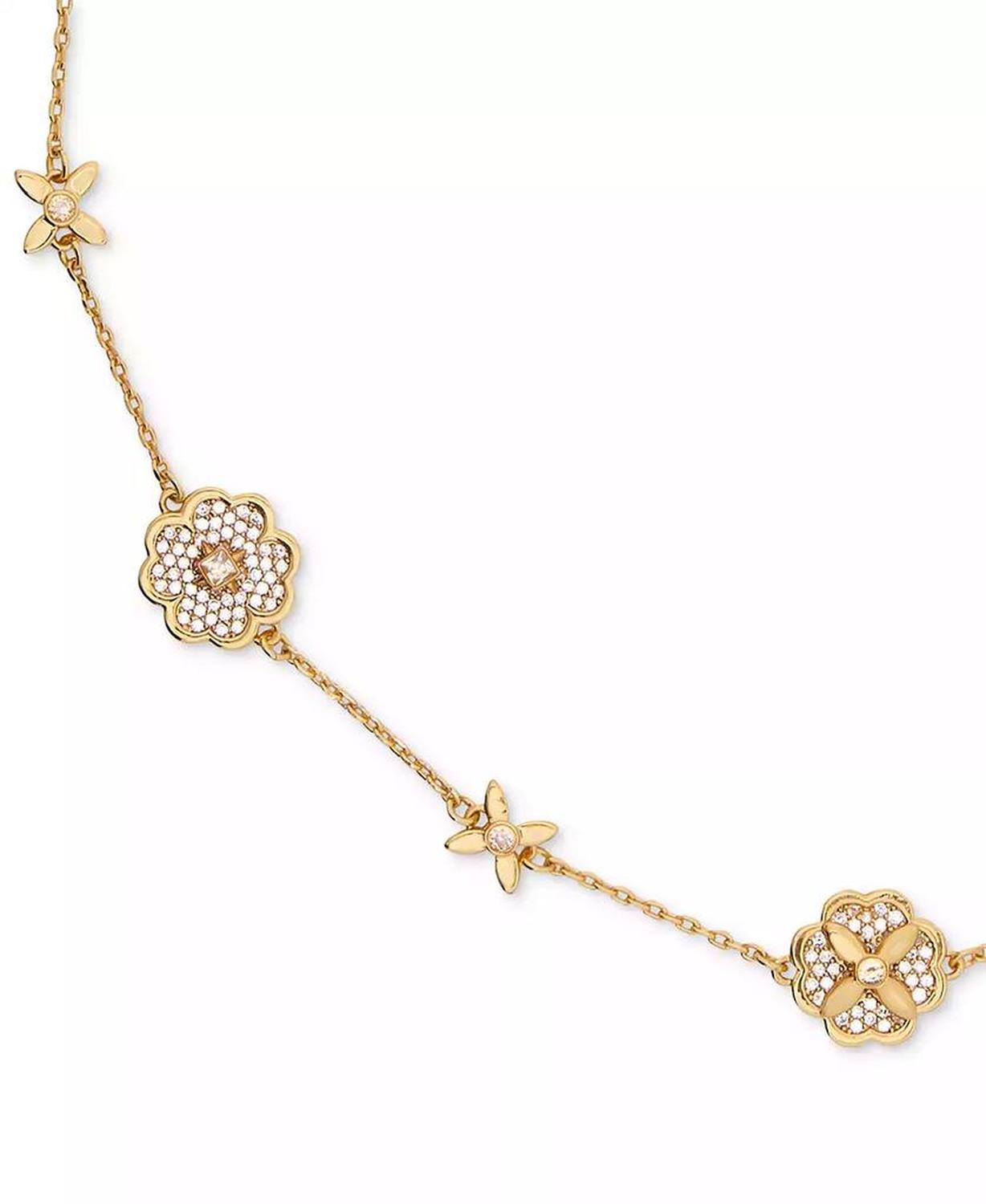 Gold-Tone Heritage Bloom Scatter Necklace, 16" + 3" extender