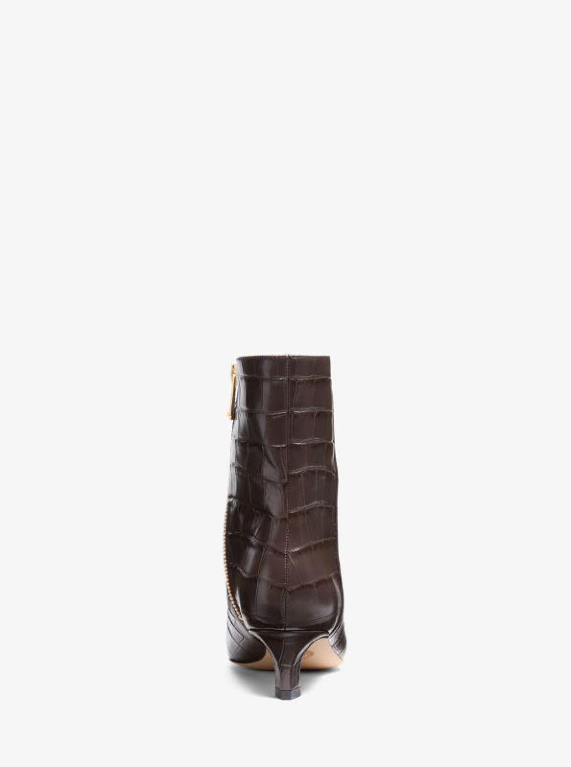 Cosmo Crocodile Embossed Leather Kitten Boot