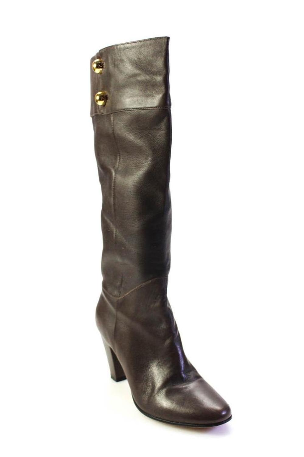 Kate Spade New York Womens Brown Leather Heels Knee High Boots Shoes