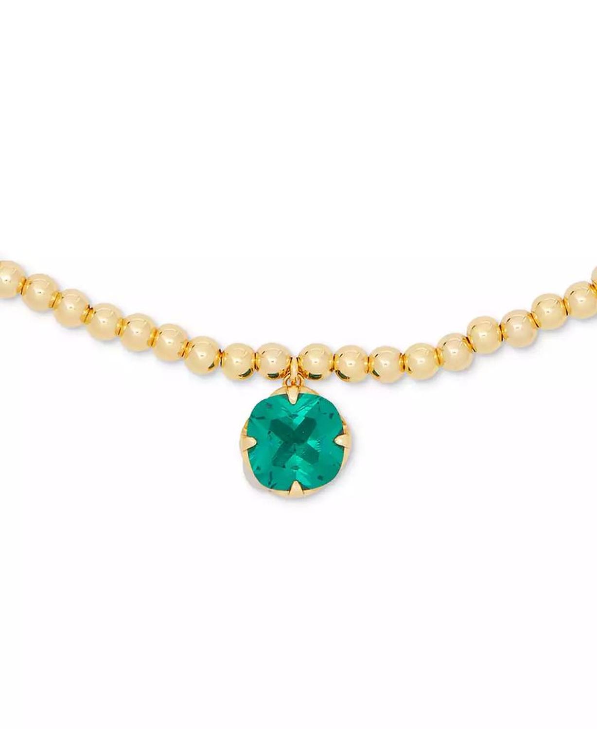 Gold-Tone Pop of Joy Green Stone Pendant Necklace, 16" + 3" extender