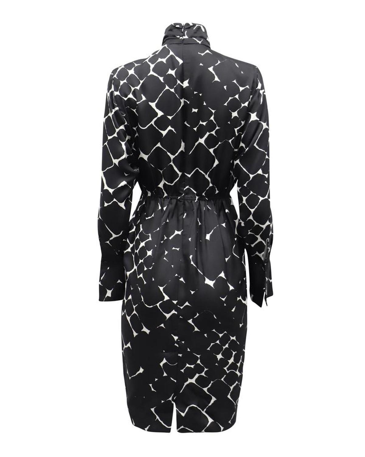 Marc Jacobs Turtleneck Printed Midi Dress in Black Silk