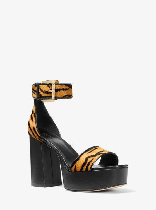 Tara Tiger Print Calf Hair Platform Sandal