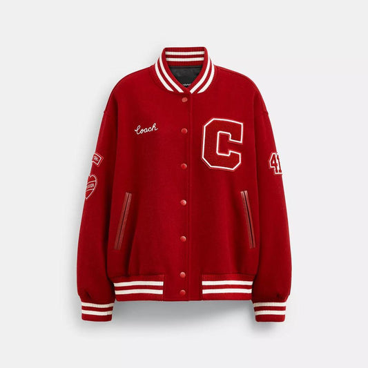 Wool Varsity Jacket With Patches