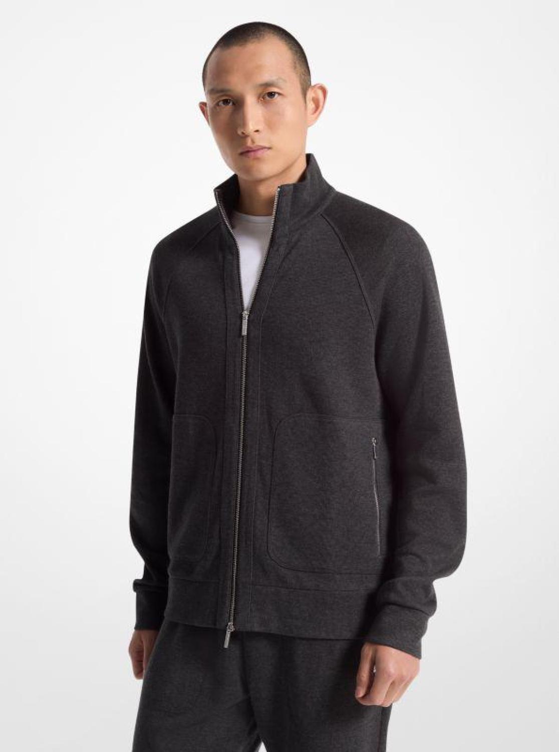 Ribbed Cotton Blend Knit Jacket