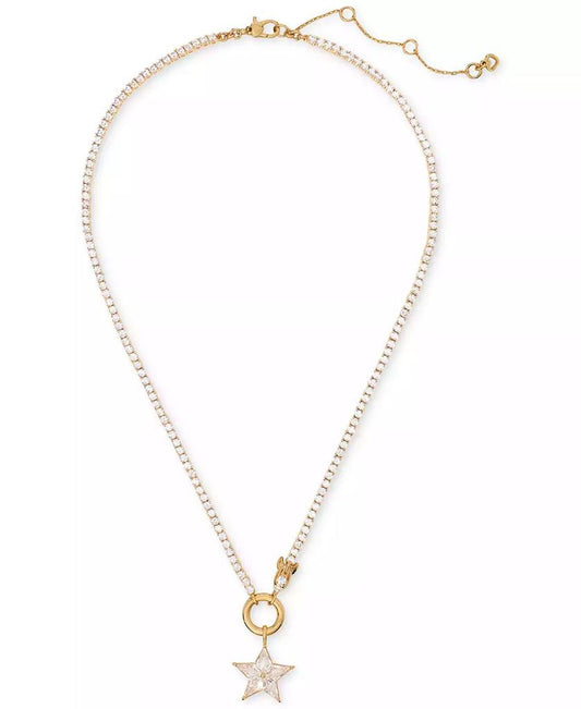 Gold-Tone Cubic Zirconia Star Pendant Necklace, 18" + 3" extender