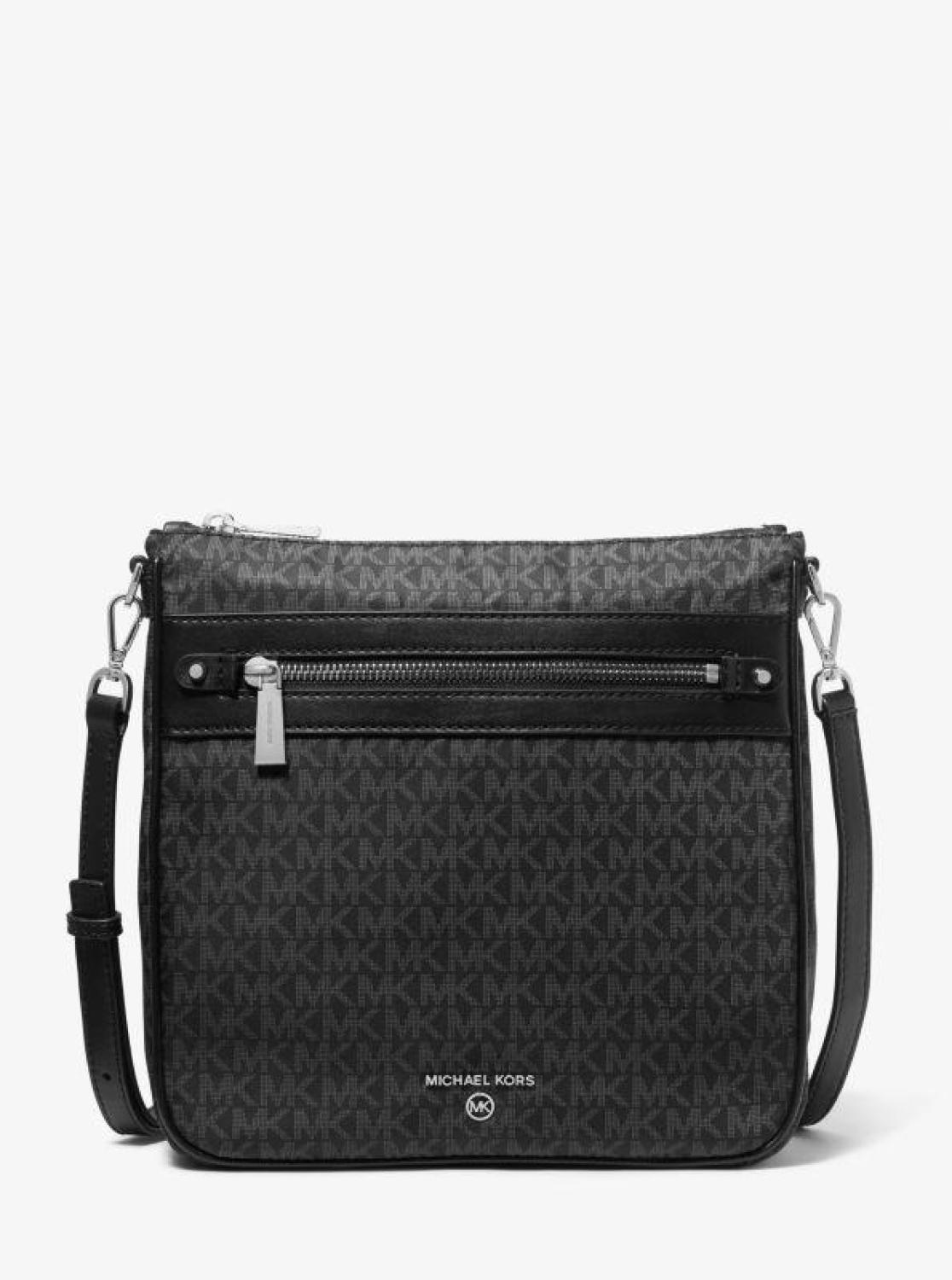 Jet Set Large Logo Print Woven Crossbody Bag