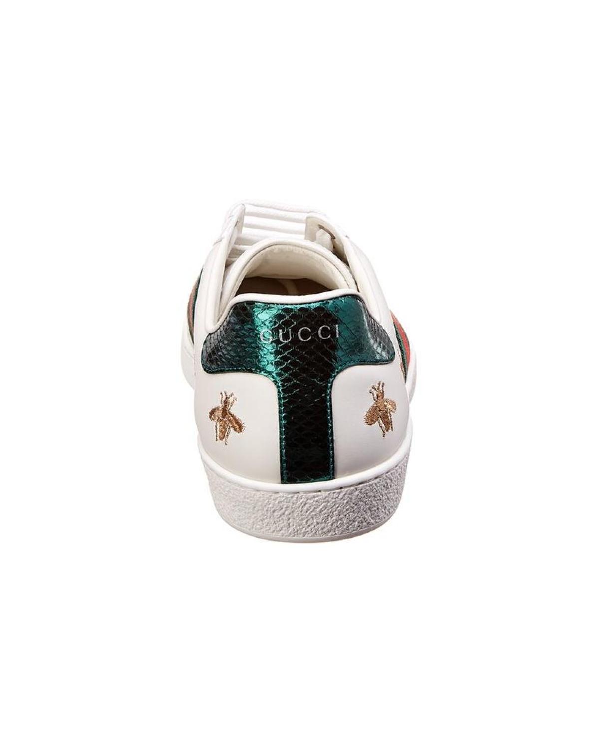 Gucci Ace Embroidered Bee Leather Sneaker