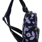 Womens Floral Print Zip Closure Backpack Navy Purple